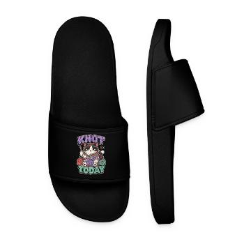 Knot Today Cat with Wool - Men’s Pool Sliders - black - Front