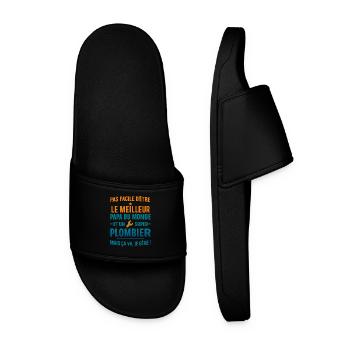 Super Papa Plombier idée cadeau fête des pères - Claquettes Homme - noir - Devant