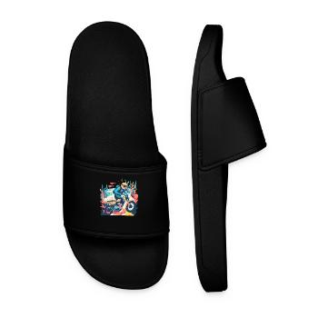 Scuba Diver on a Motorbike 1 - Men’s Pool Sliders - black - Front