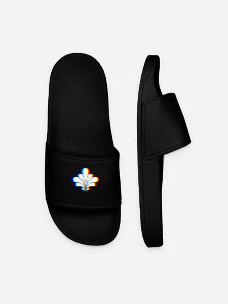 EDM - Flower - Glitch Rave Style - Men’s Pool Sliders - black