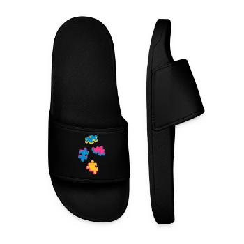 four puzzle pieces - Men’s Pool Sliders - black - Front