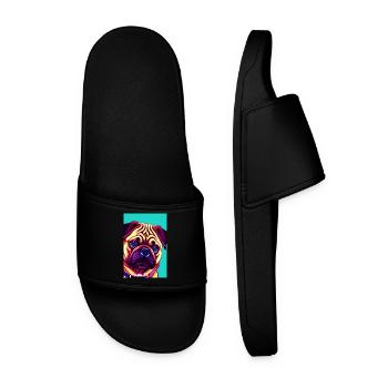 Pug Dog - Men’s Pool Sliders - black - Front