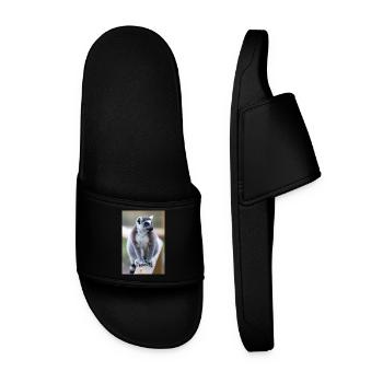 Ring-tailed Lemur (in german Katta) Lemur catta - Men’s Pool Sliders - black - Front