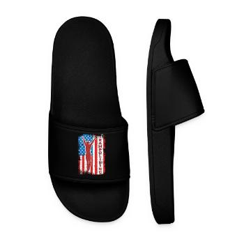 Trampolinspringen USA Flagge - Männer Badelatschen - Schwarz - Vorne