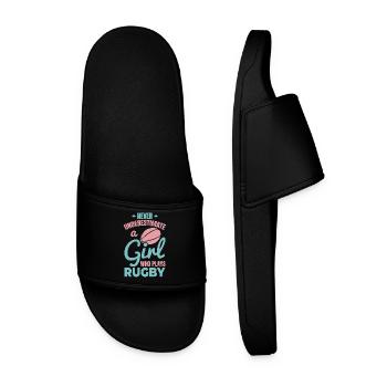 Rugby Player Girls - Men’s Pool Sliders - black - Front
