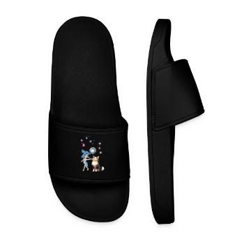 Sweet fairy is playing with cute cat - Men’s Pool Sliders - black - Front
