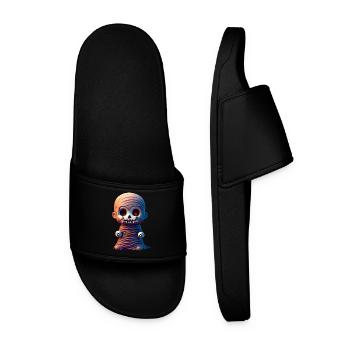 Happy Halloween cute monster mummy scary funny - Men’s Pool Sliders - black - Front
