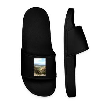 Mountain Mountains Mountain Landscape Poster - Men’s Pool Sliders - black - Front