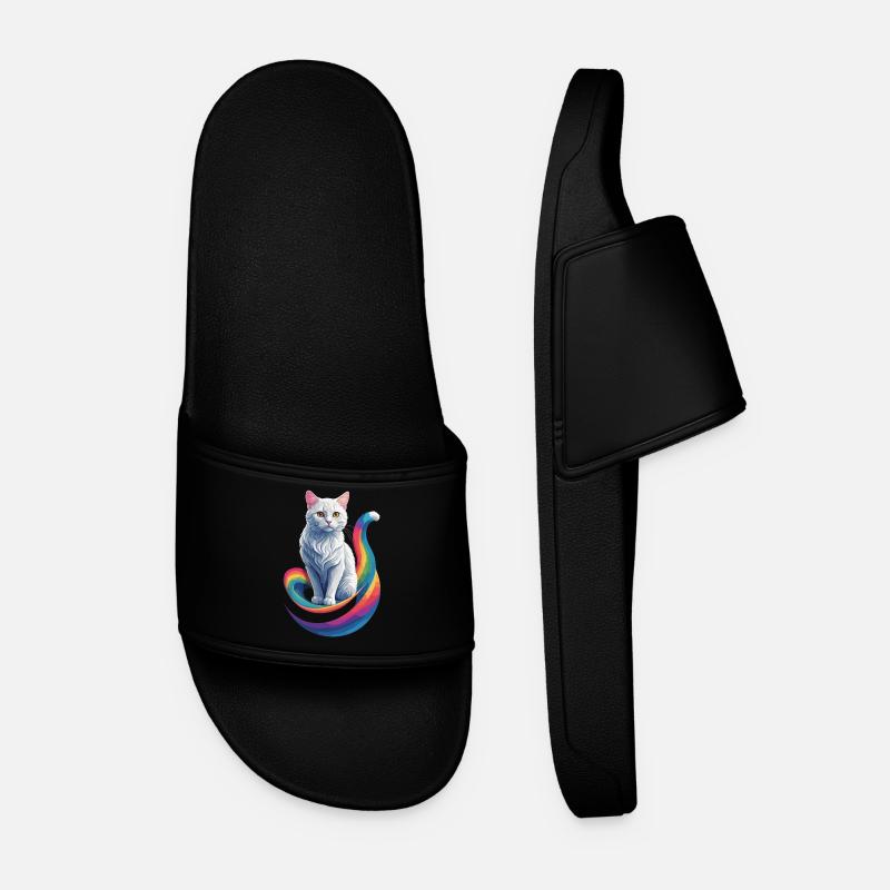 Cute Cat - Men’s Pool Sliders - black
