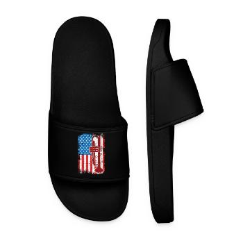 July 4 USA Trumpeter - Men’s Pool Sliders - black - Front