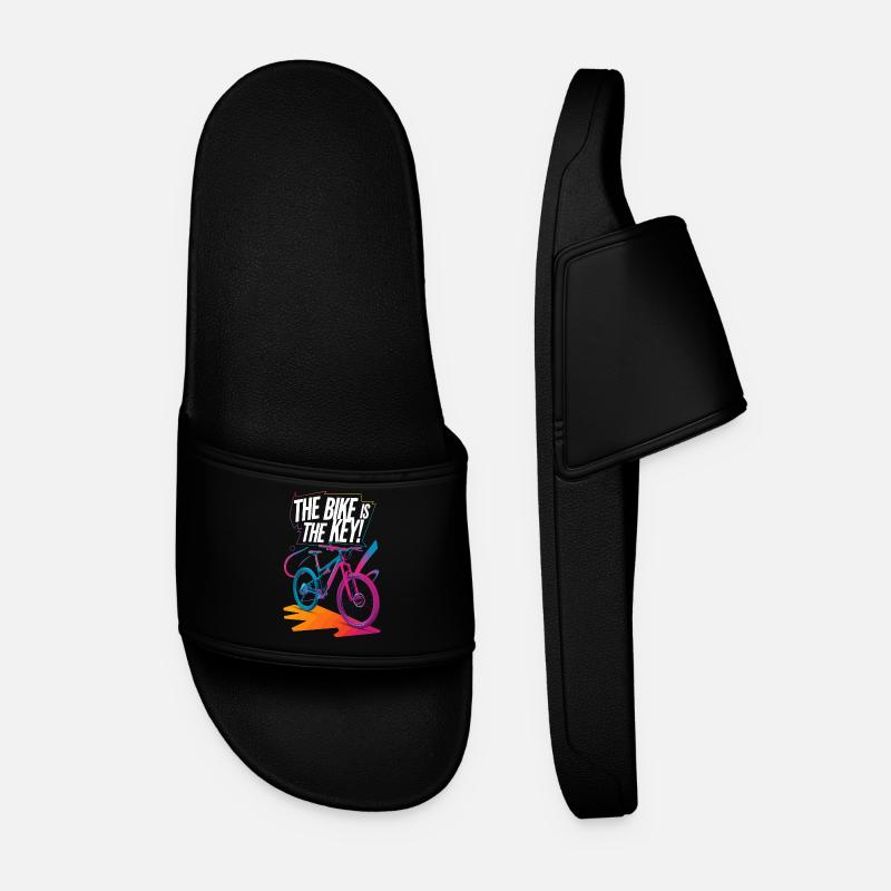 Vibrant Bicycle Enthusiasm Design - Men’s Pool Sliders - black