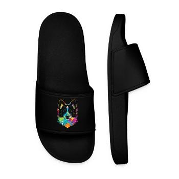 Border Collie - Men’s Pool Sliders - black - Front