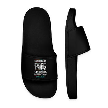 Anniversaire 40 ans - Fabriquée en Février 1986 - Claquettes Homme - noir - Devant