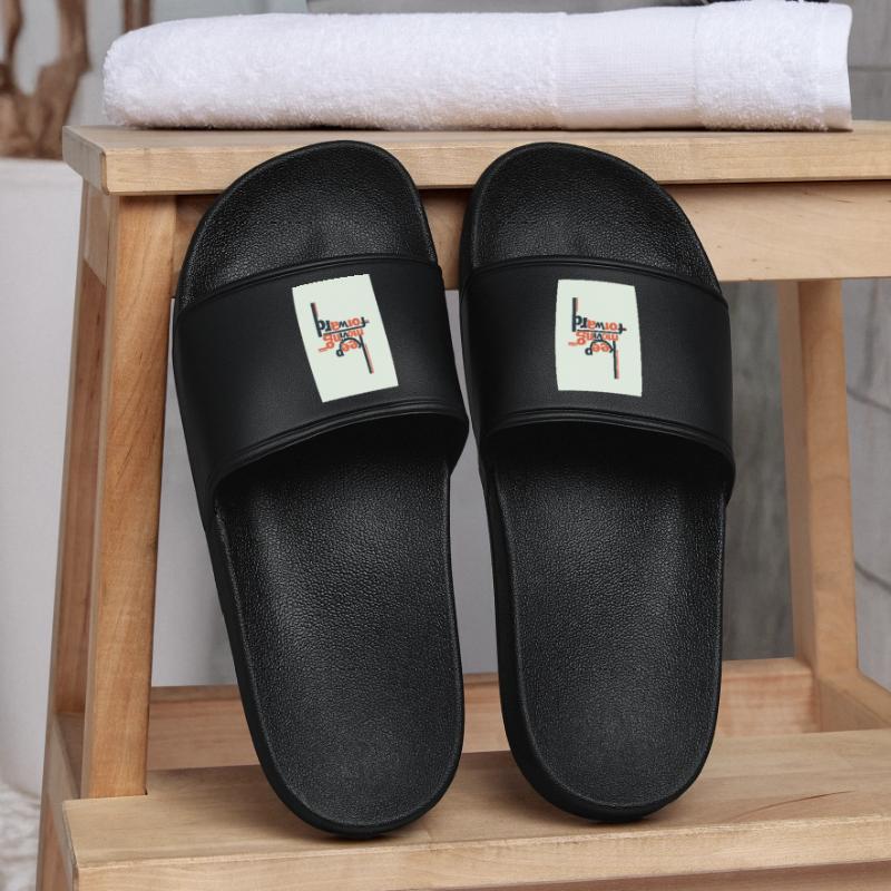 Keep Moving Forward Minimal Typography Men’s Pool Sliders