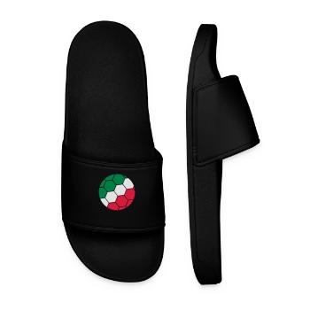 Flag Ball Italy Italian Football Fan Logo - Men’s Pool Sliders - black - Front