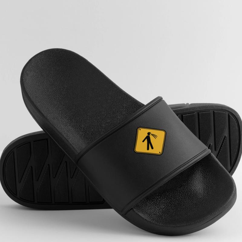 shield caution note vomit vomit Men’s Pool Sliders