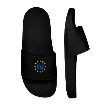 Europe EU Euro saying gift flag icon idea - Men’s Pool Sliders - black - Front