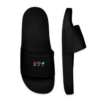 Tölt Icelandic horse Icelandic horse Peace Love - Men’s Pool Sliders - black - Front
