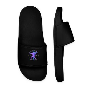 Vitruvian man yoga yoga movement logo ladies - Men’s Pool Sliders - black - Front