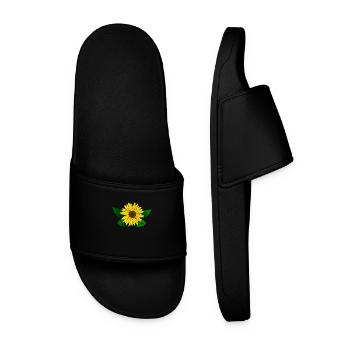 Sonnenblume, Sonnenblumen - Männer Badelatschen - Schwarz - Vorne