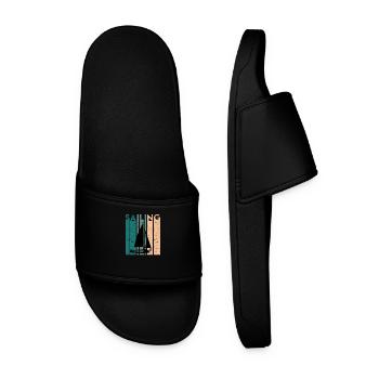 Retro Segler Segelsport Regatta Geschenk Segelboot - Männer Badelatschen - Schwarz - Vorne