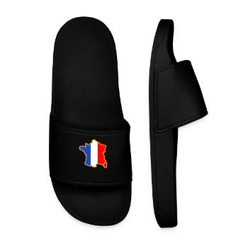 map of France blue flag white red - Men’s Pool Sliders - black - Front