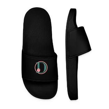 Letter D Initial letter D Monogram Hibiscus - Men’s Pool Sliders - black - Front