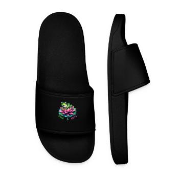 Quak & Relax witziges Frosch Design - Männer Badelatschen - Schwarz - Vorne