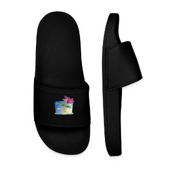Cheerful and colorful summer illustration. - Men’s Pool Sliders - black - Front