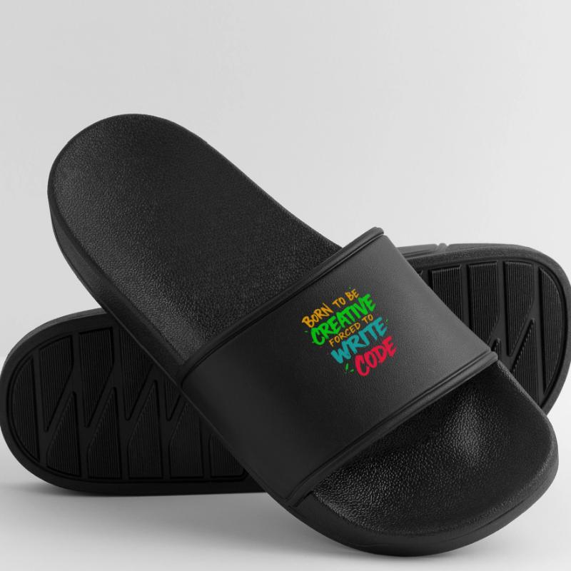 Born to be Creative Forced to write code t-shirt Men’s Pool Sliders