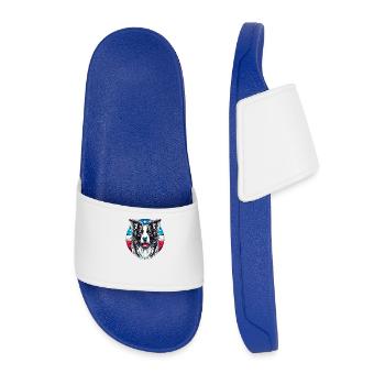 Border Collie - Men’s Pool Sliders - royal blue - Front