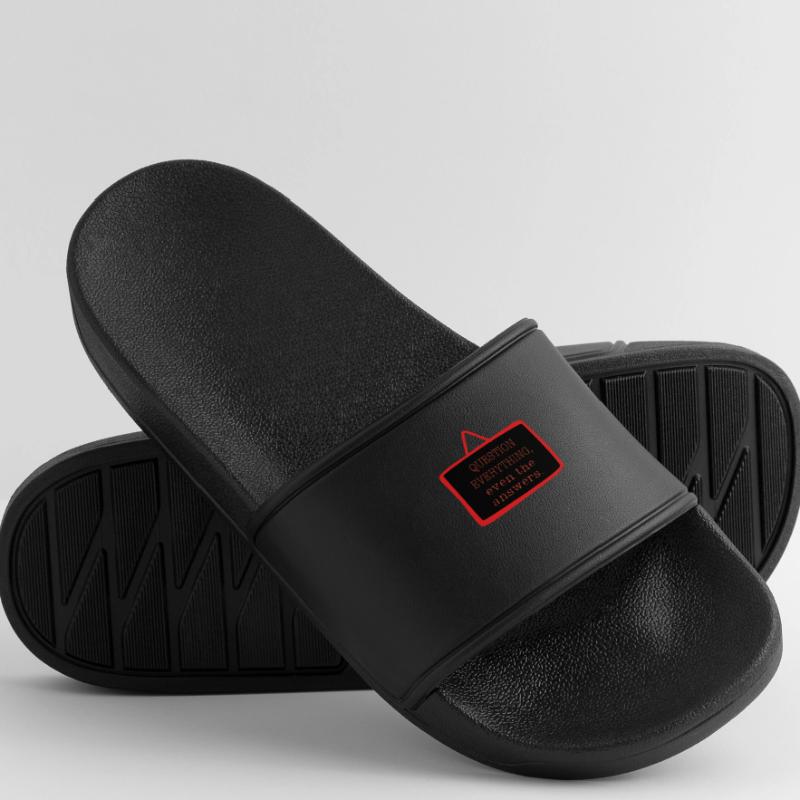 Bold "Question Everything" Philosophy Design Men’s Pool Sliders