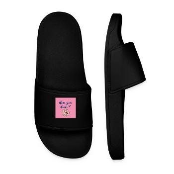 "How You Doin'? Fun and Bold Design" - Men’s Pool Sliders - black - Front