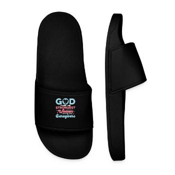 God Found The Strongest Women Caregiving Carer - Männer Badelatschen - Schwarz - Vorne