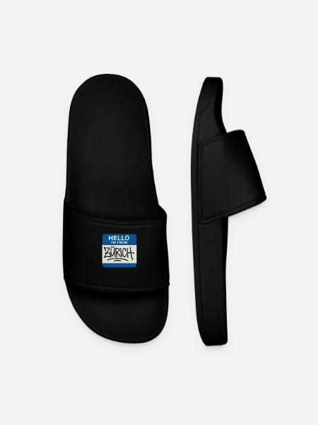Zuerich Hello Sticker Graffiti - Men’s Pool Sliders - black