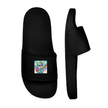 Licorne super-héroïne dans le monde des couleurs - Claquettes Homme - noir - Devant