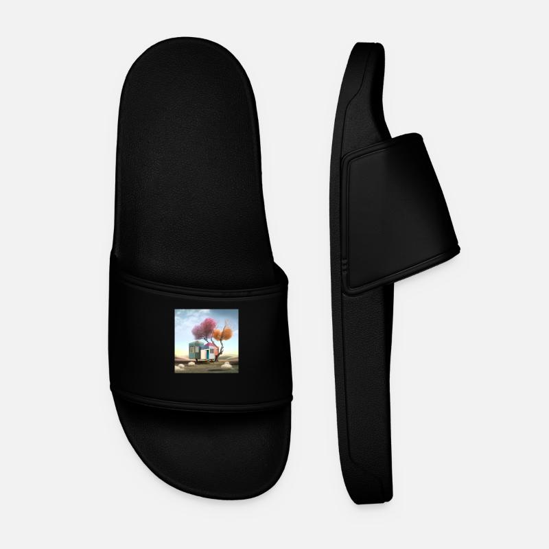 small haunted treehouse solitude surreal - Men’s Pool Sliders - black