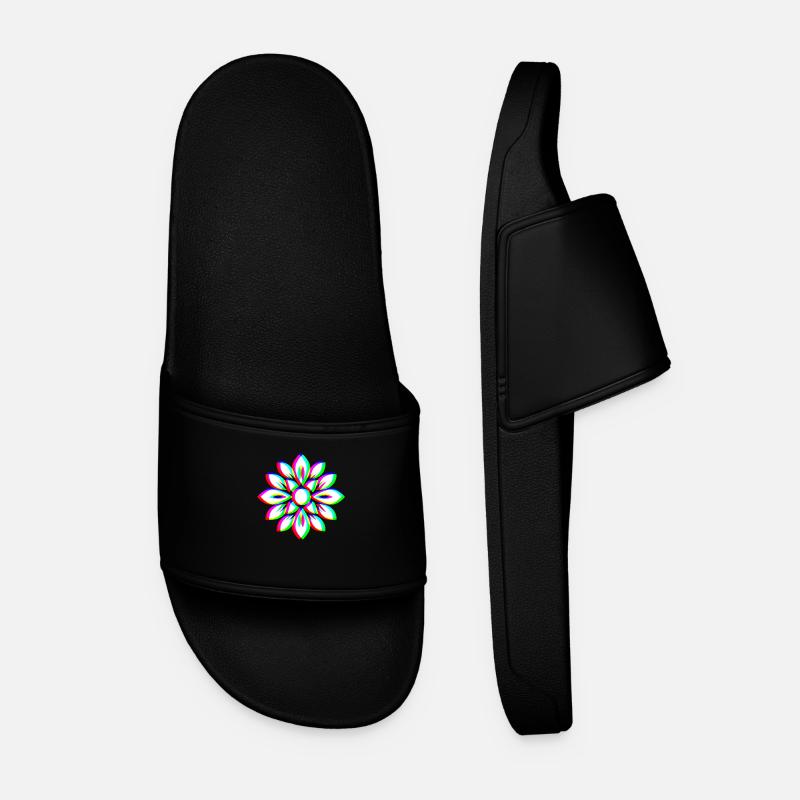 EDM Trikolor - Floral Mandala - Glitch Rave style - Männer Badelatschen - Schwarz