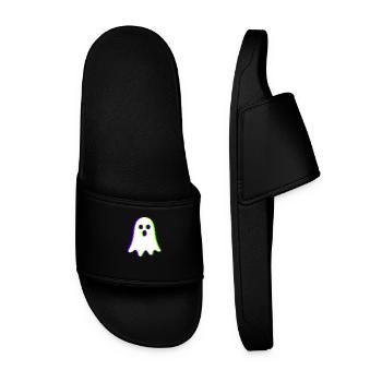 EDM Tricolor - Little Ghost - Glitch - Rave style - Men’s Pool Sliders - black - Front