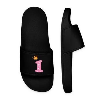 Birthday Girl Crown Pink Number One Star - Men’s Pool Sliders - black - Front