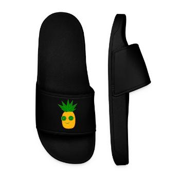 Ananas mit Sonnenbrille Sommer T-shirt - Männer Badelatschen - Schwarz - Vorne