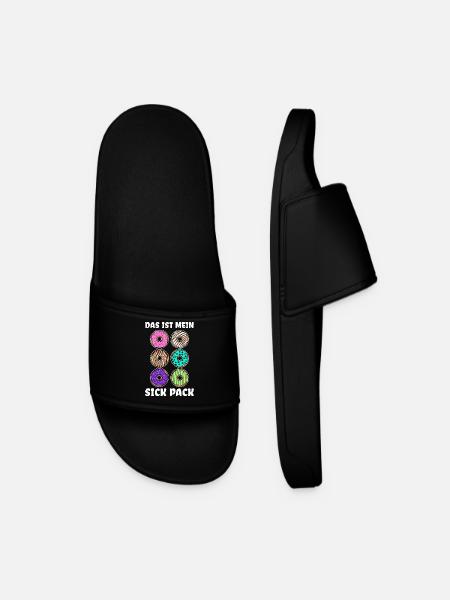 Delicious snacking donut candy statement - Men’s Pool Sliders - black