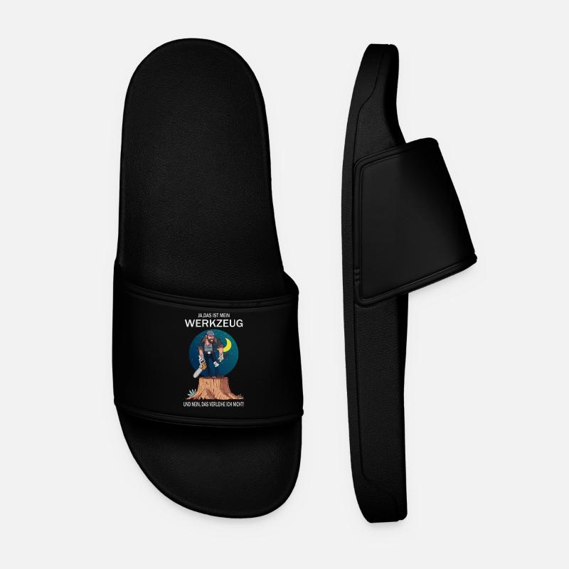 Lumberjack and his tools - Men’s Pool Sliders - black