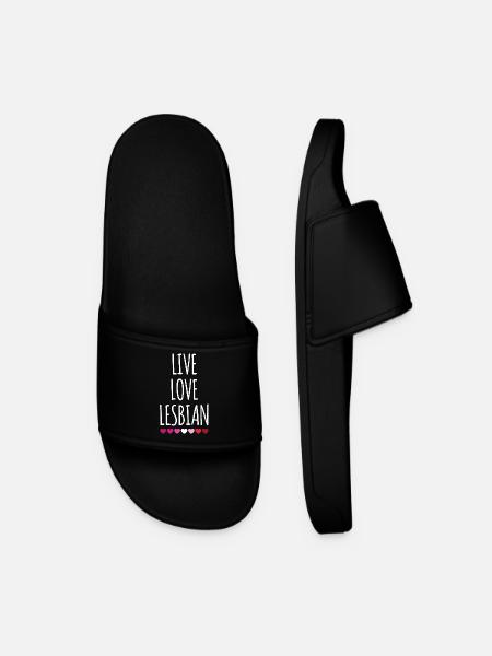 Live. Love. Lesbian. - Men’s Pool Sliders - black