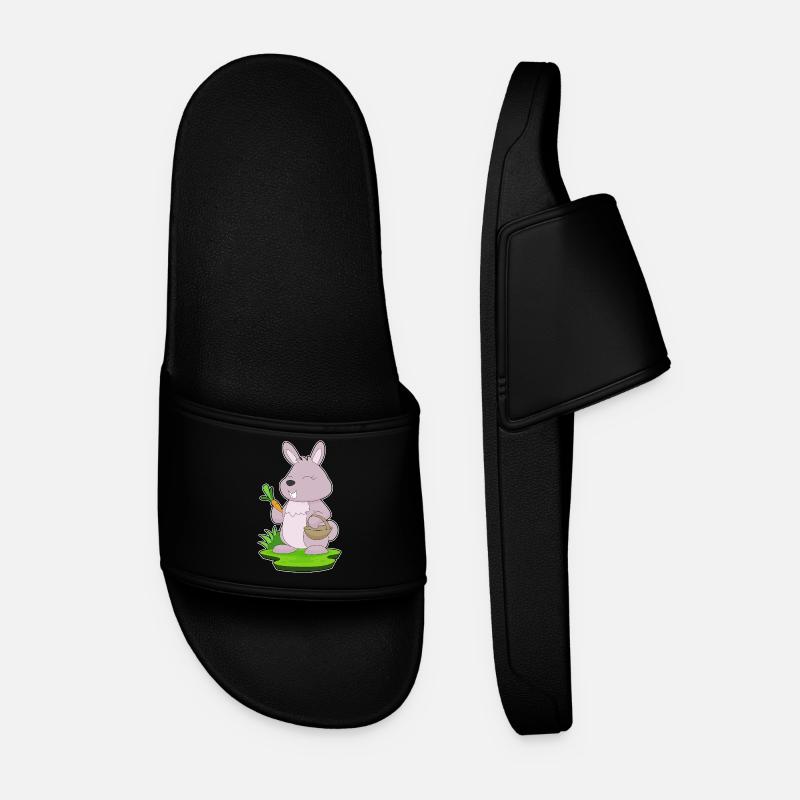 Hase Karotte Korb - Männer Badelatschen - Schwarz