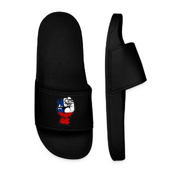 Chile Flagge Faust Hand Symbol used - Männer Badelatschen - Schwarz - Vorne