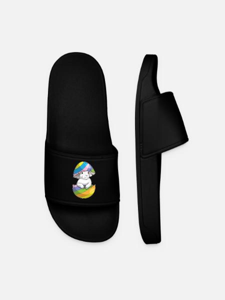 Bunny Easter Easter Egg - Men’s Pool Sliders - black