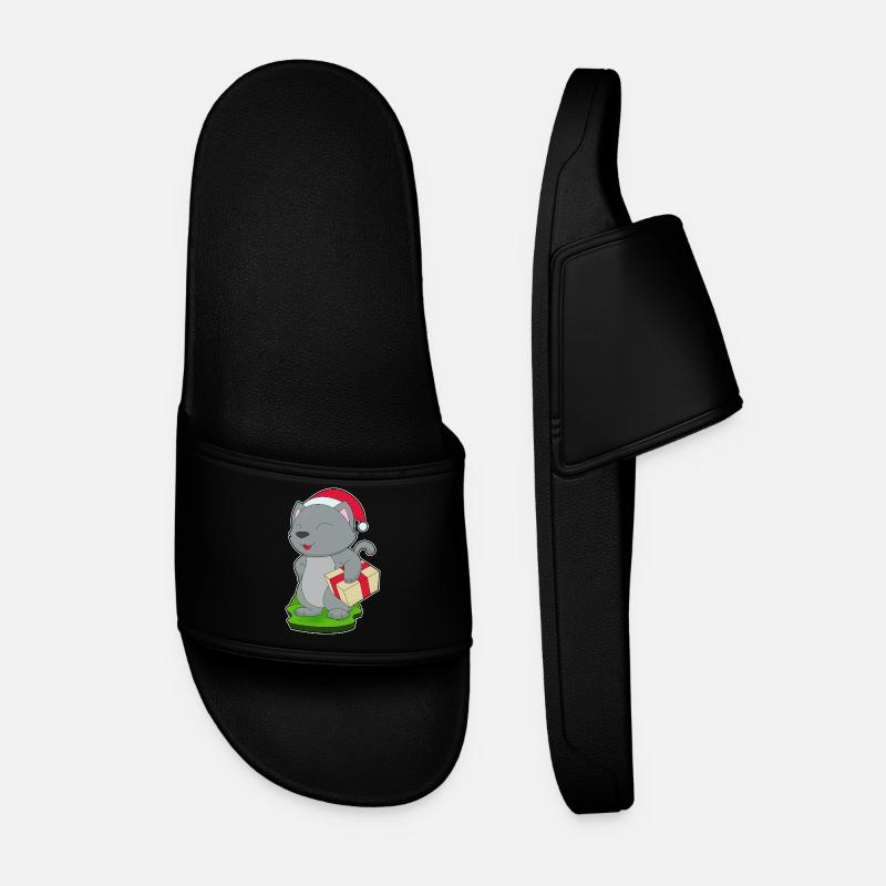 Katze Weihnachten Paket - Männer Badelatschen - Schwarz