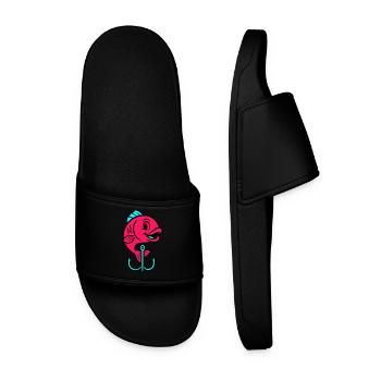Fish Fish Hook Comic - Men’s Pool Sliders - black - Front