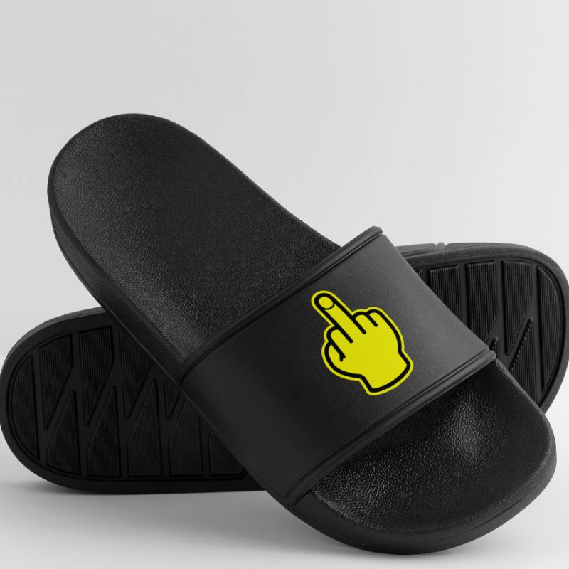 Middle Finger Hand Provocative Men’s Pool Sliders